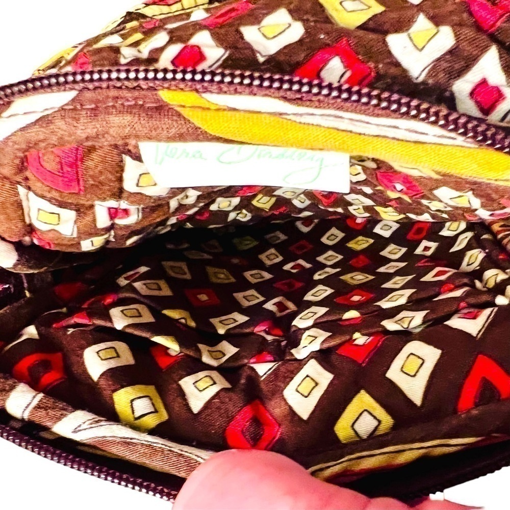 Vera Bradley Puccini Mini Crossbody Hipster Retried Brown Yellow Quilted Cotton - Picture 11 of 15